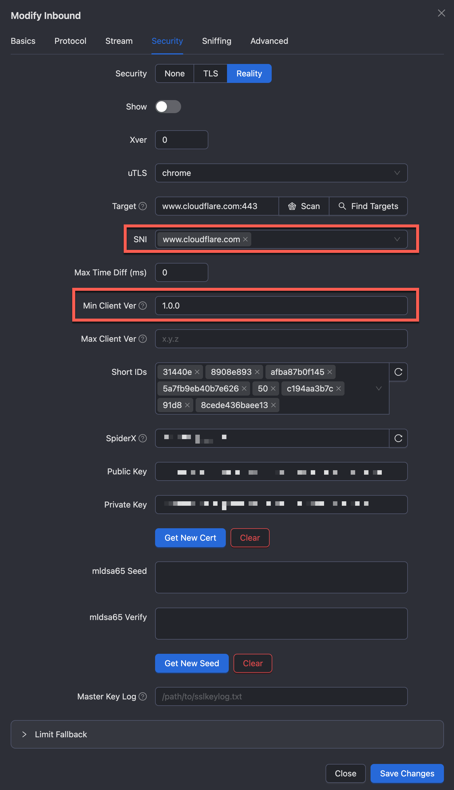 3x-ui Inbound Security
