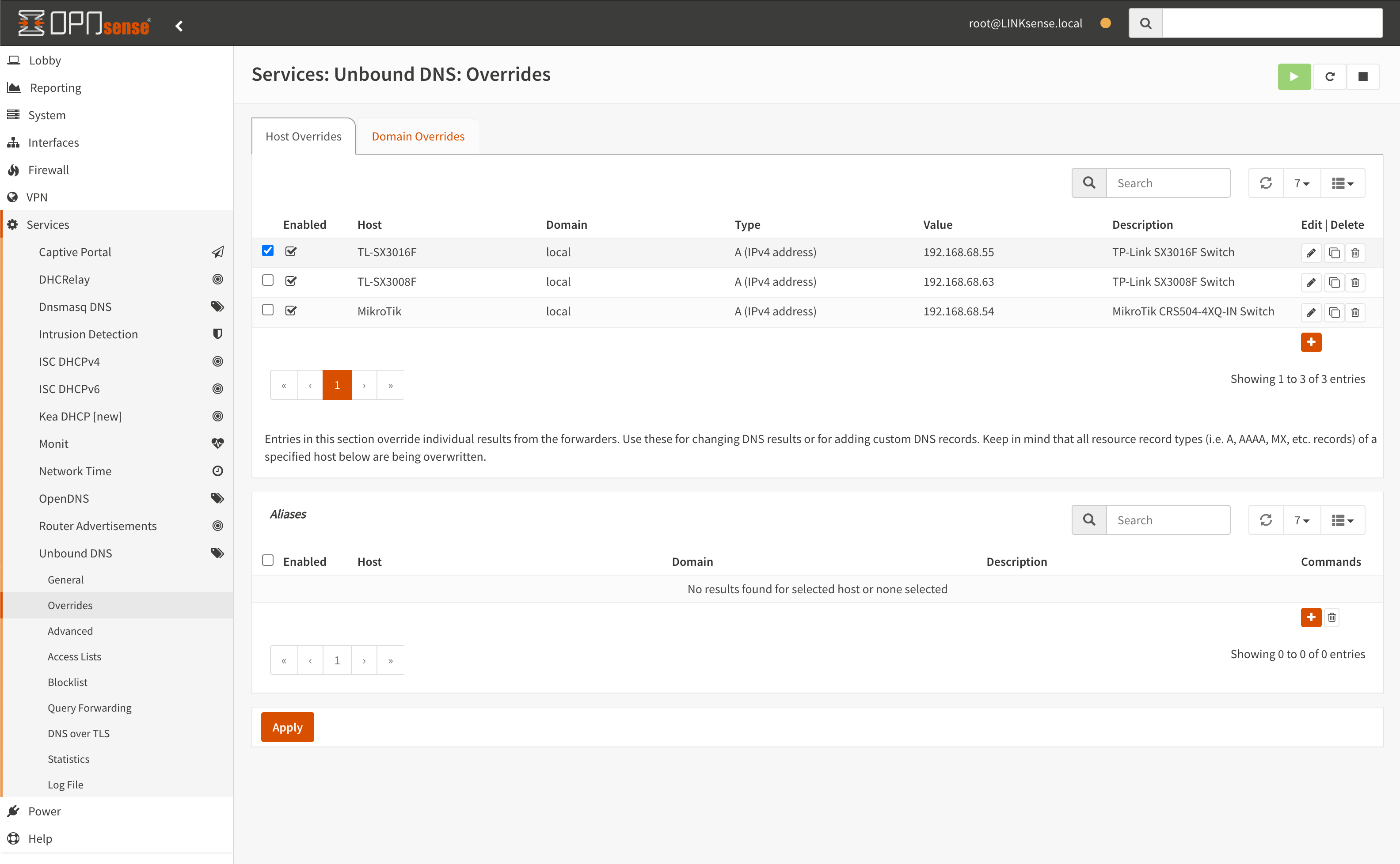 DNS - Host Overrides