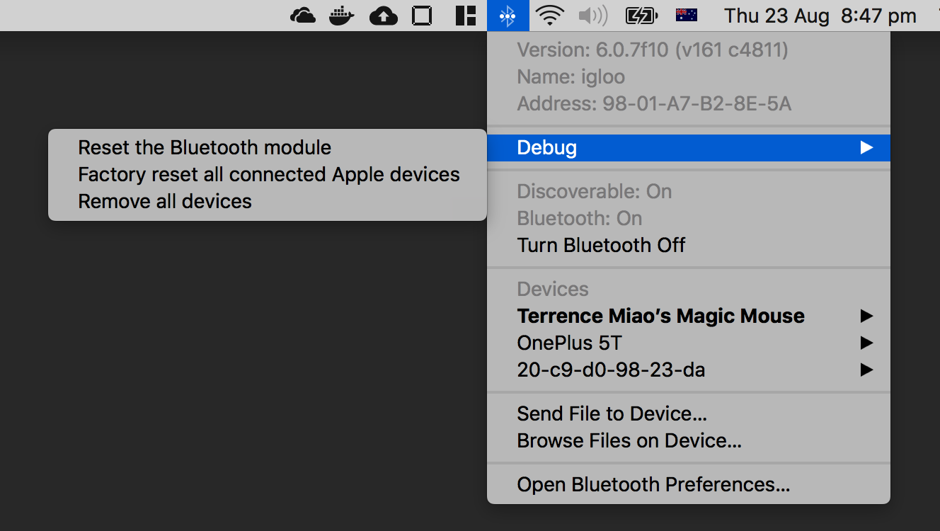 Reset Bluetooth on Mac OS