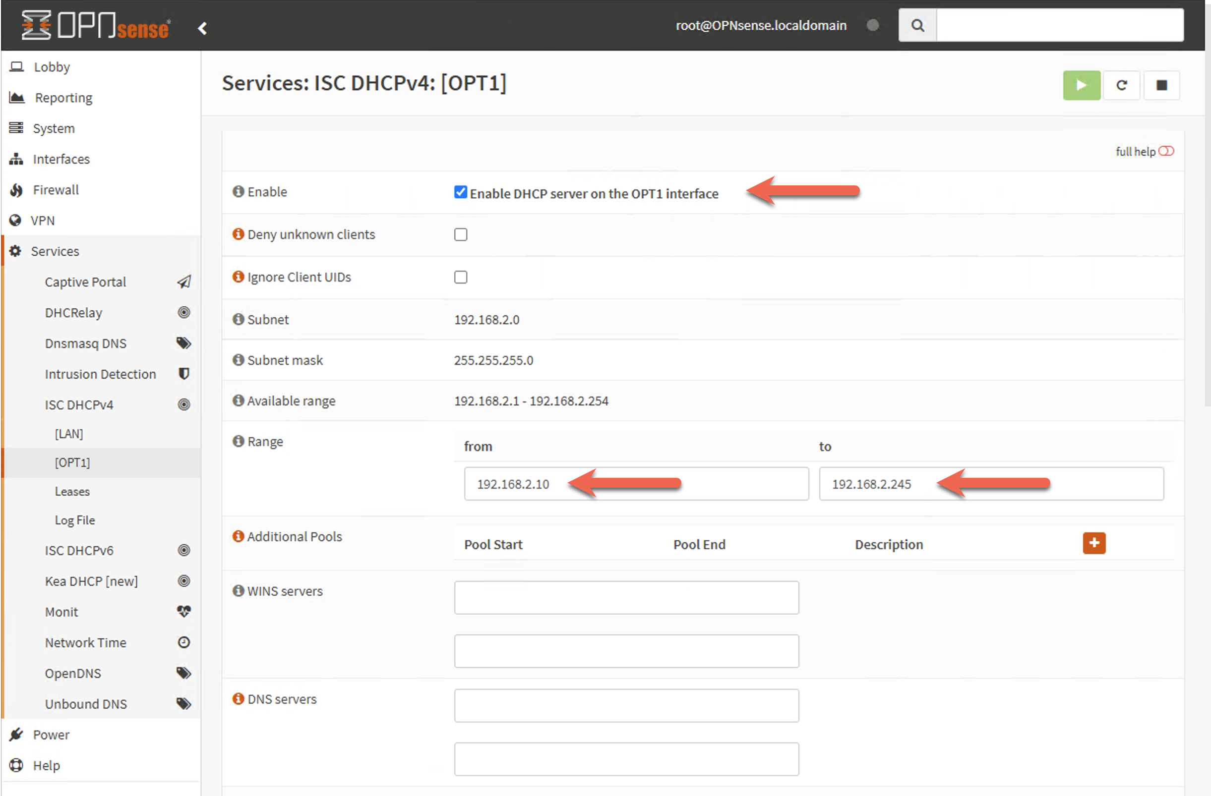 OPNsense - OPT1 DHCP