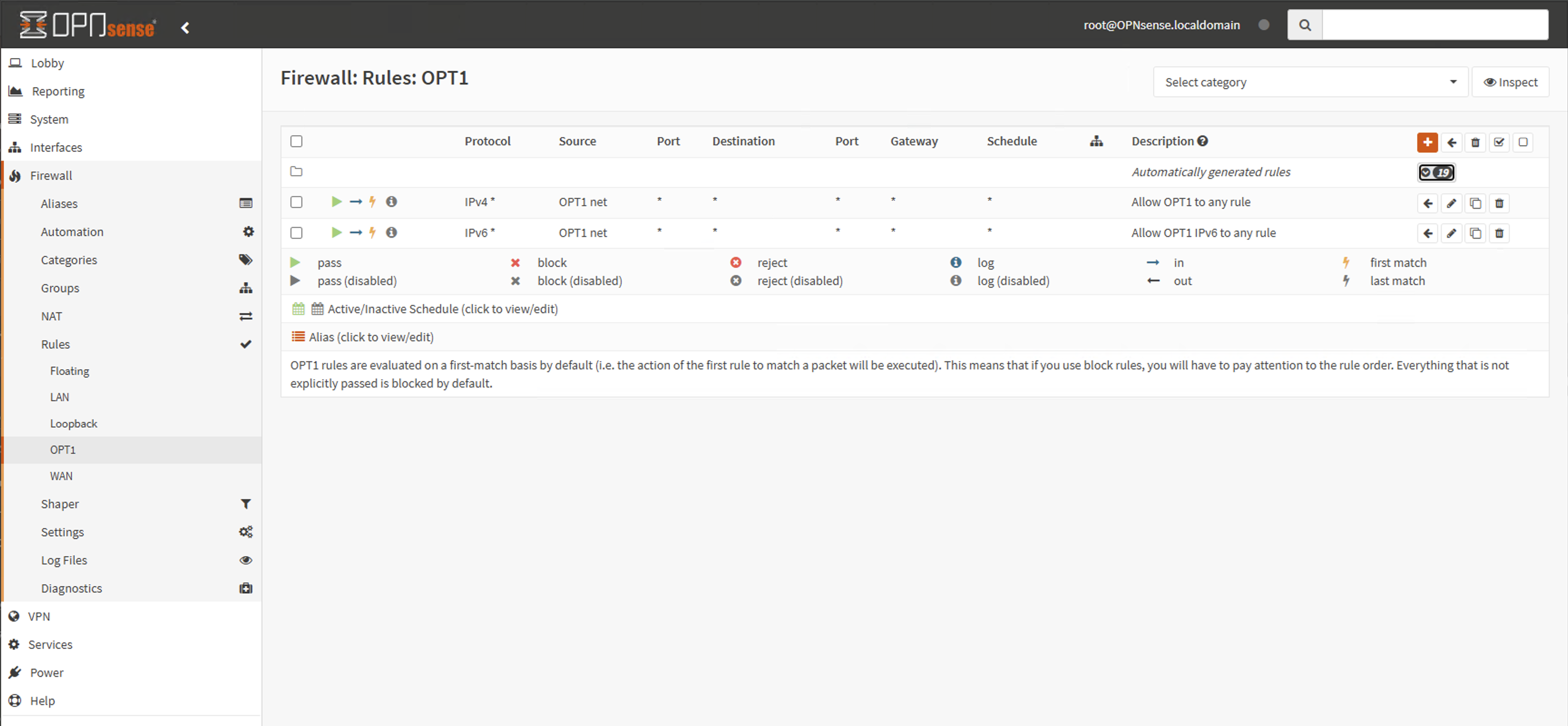 OPNsense - OPT1 Firewall