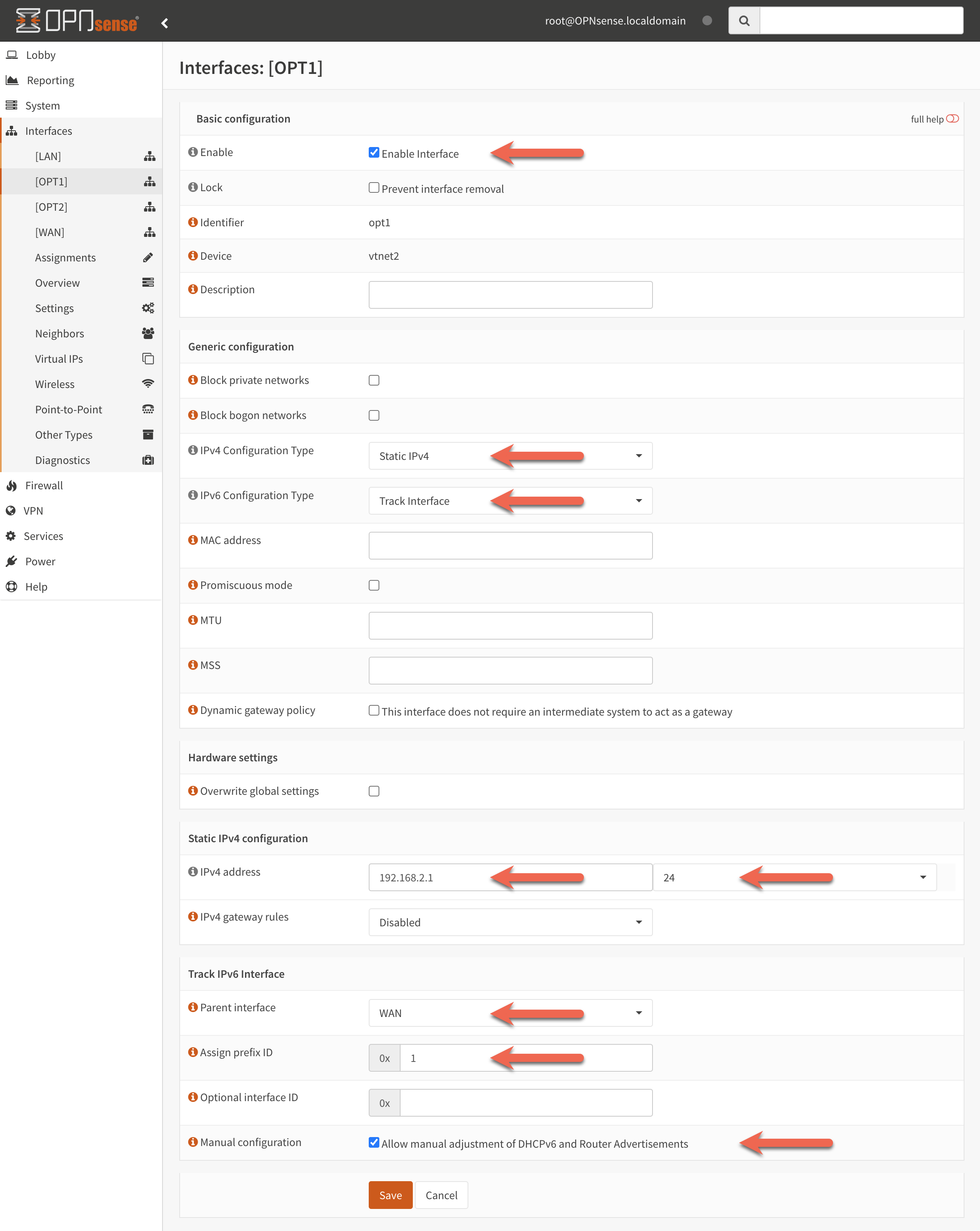 OPNsense - OPT1 Interface