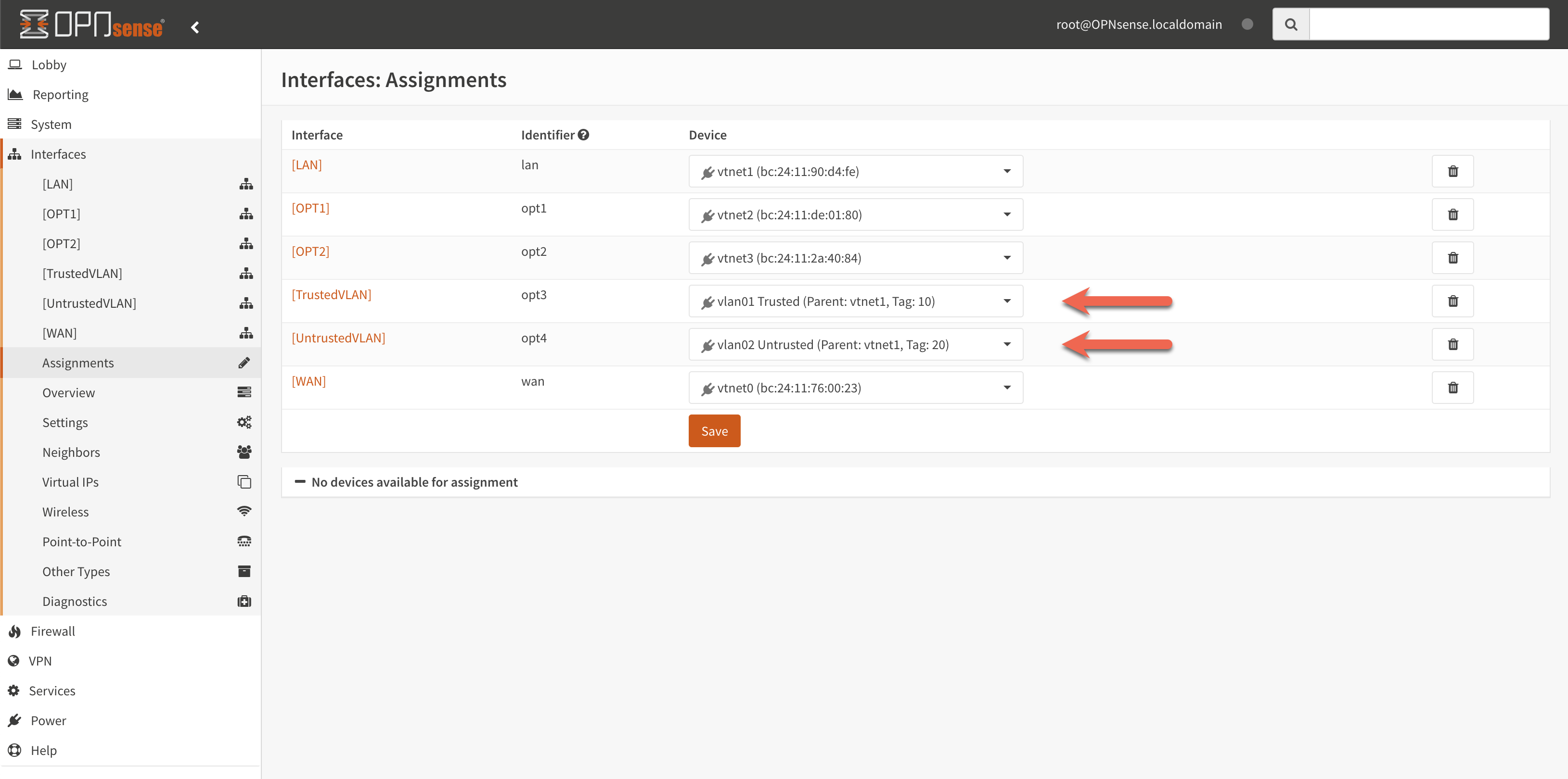 OPNsense - VLAN Interfaces