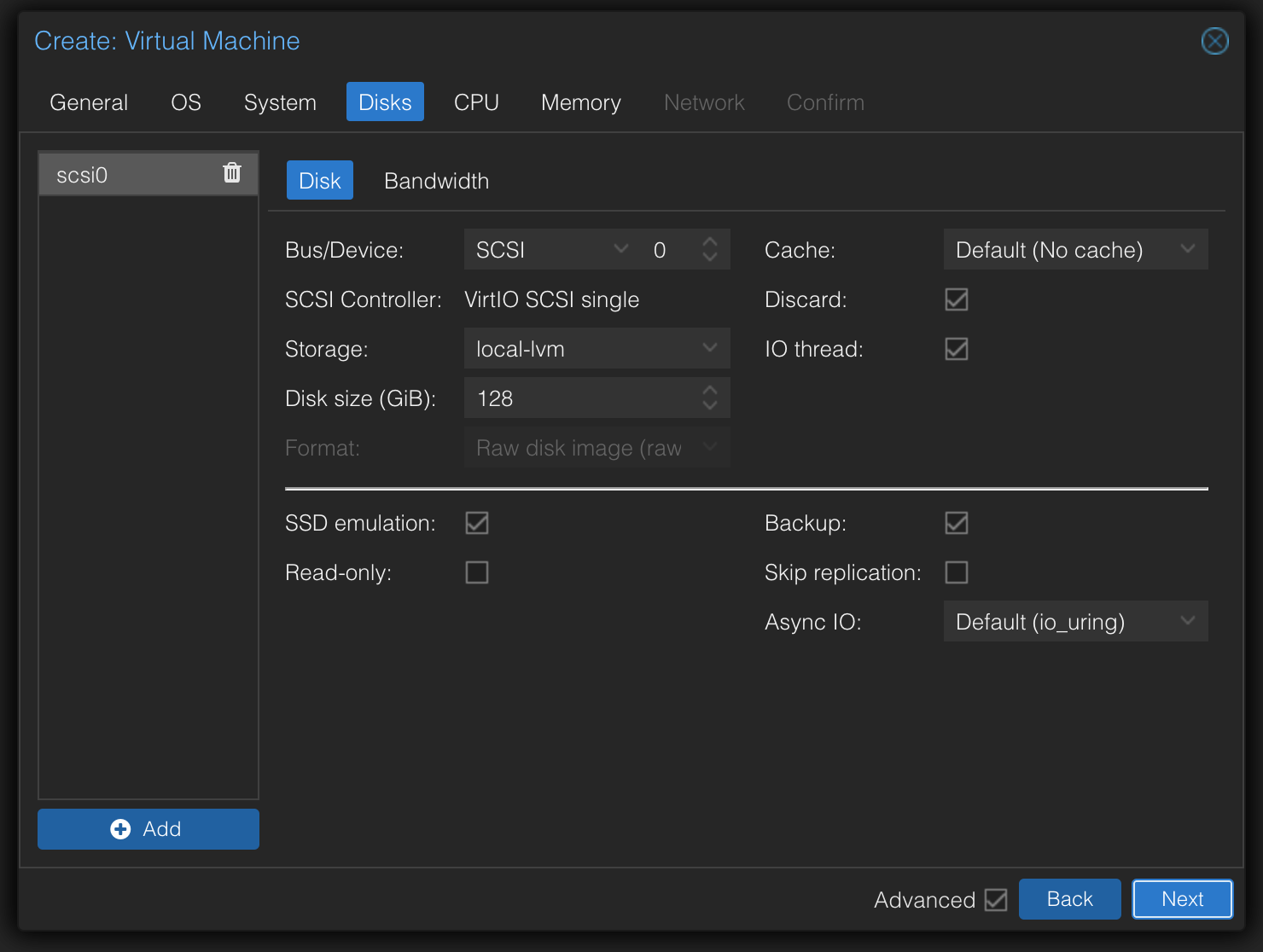 OPNsense - VM Disks