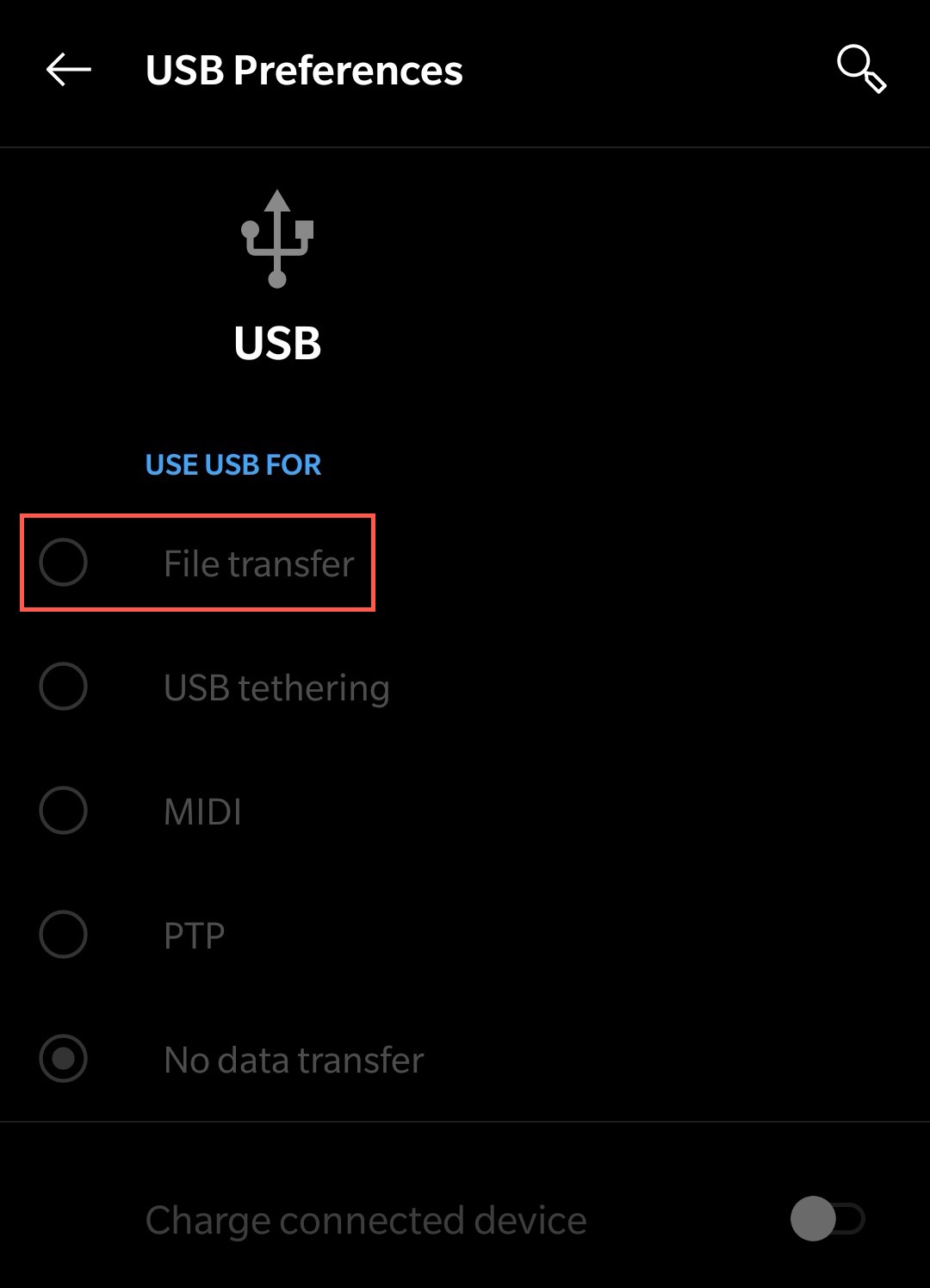 USB Preferences