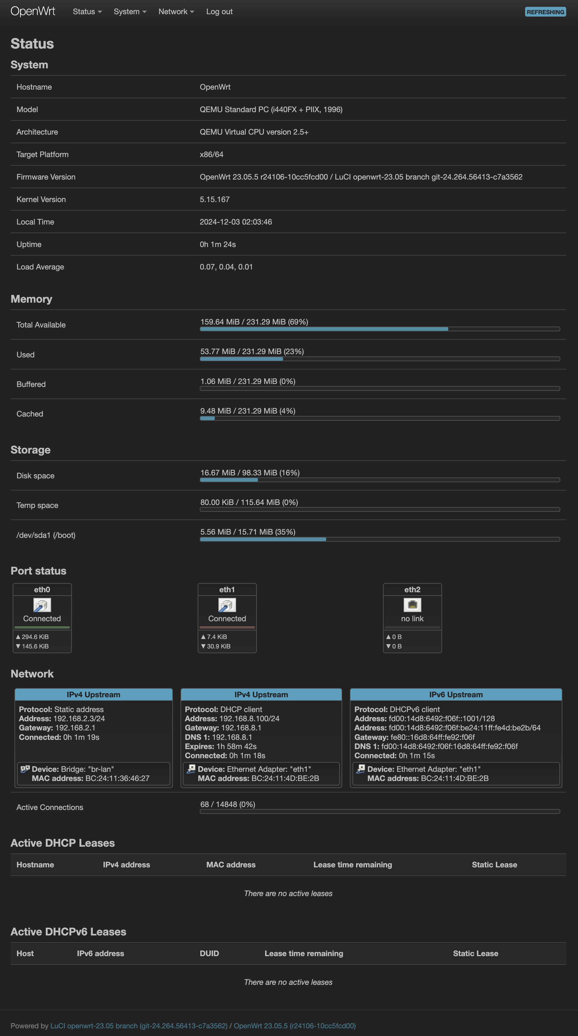 OpenWRT - Dashboard