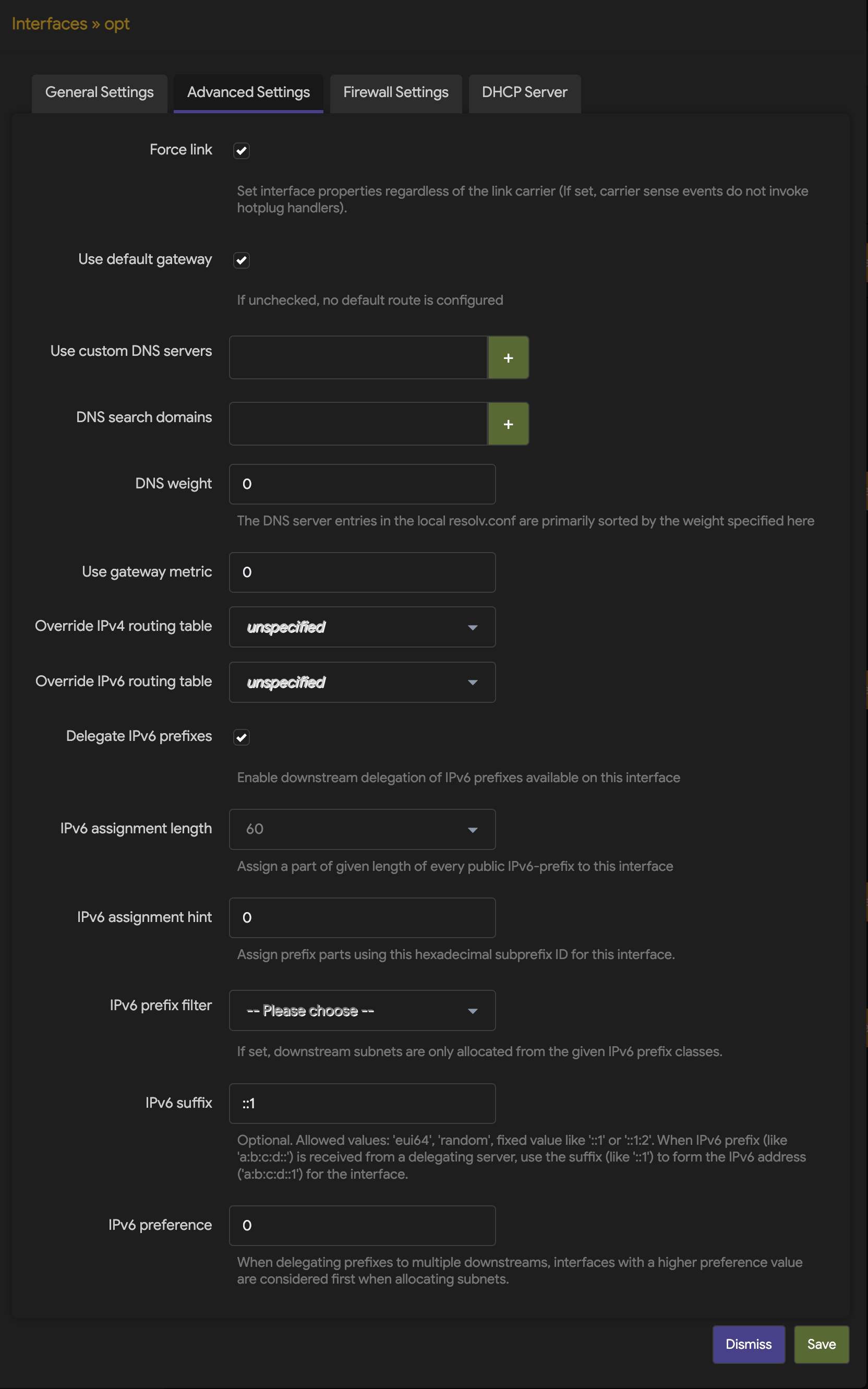 OpenWRT - OPT Advanced Settings