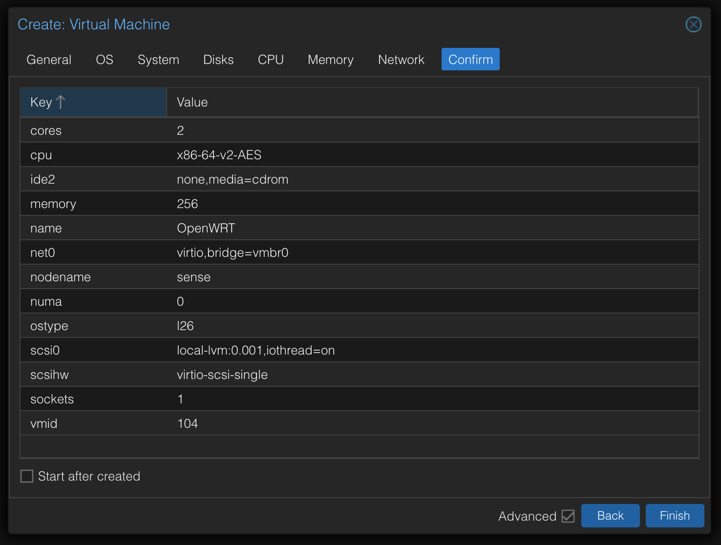 OpenWRT - VM Confirm