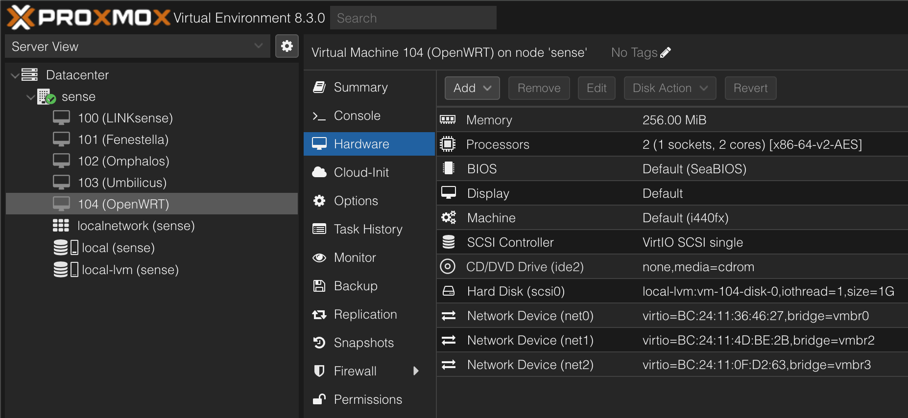 OpenWRT - VM Hardware