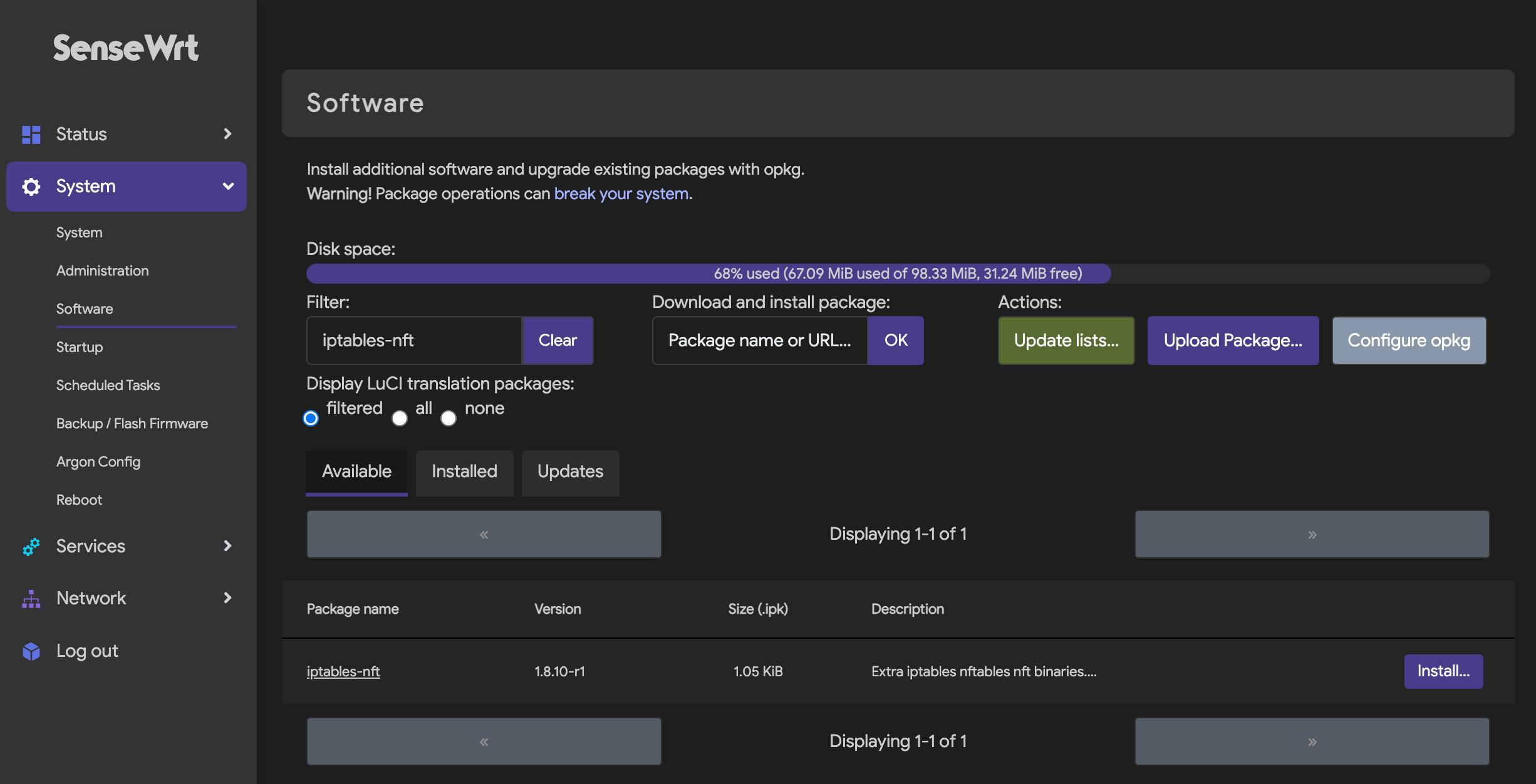 OpenWrt - Tailscale iptables-nft