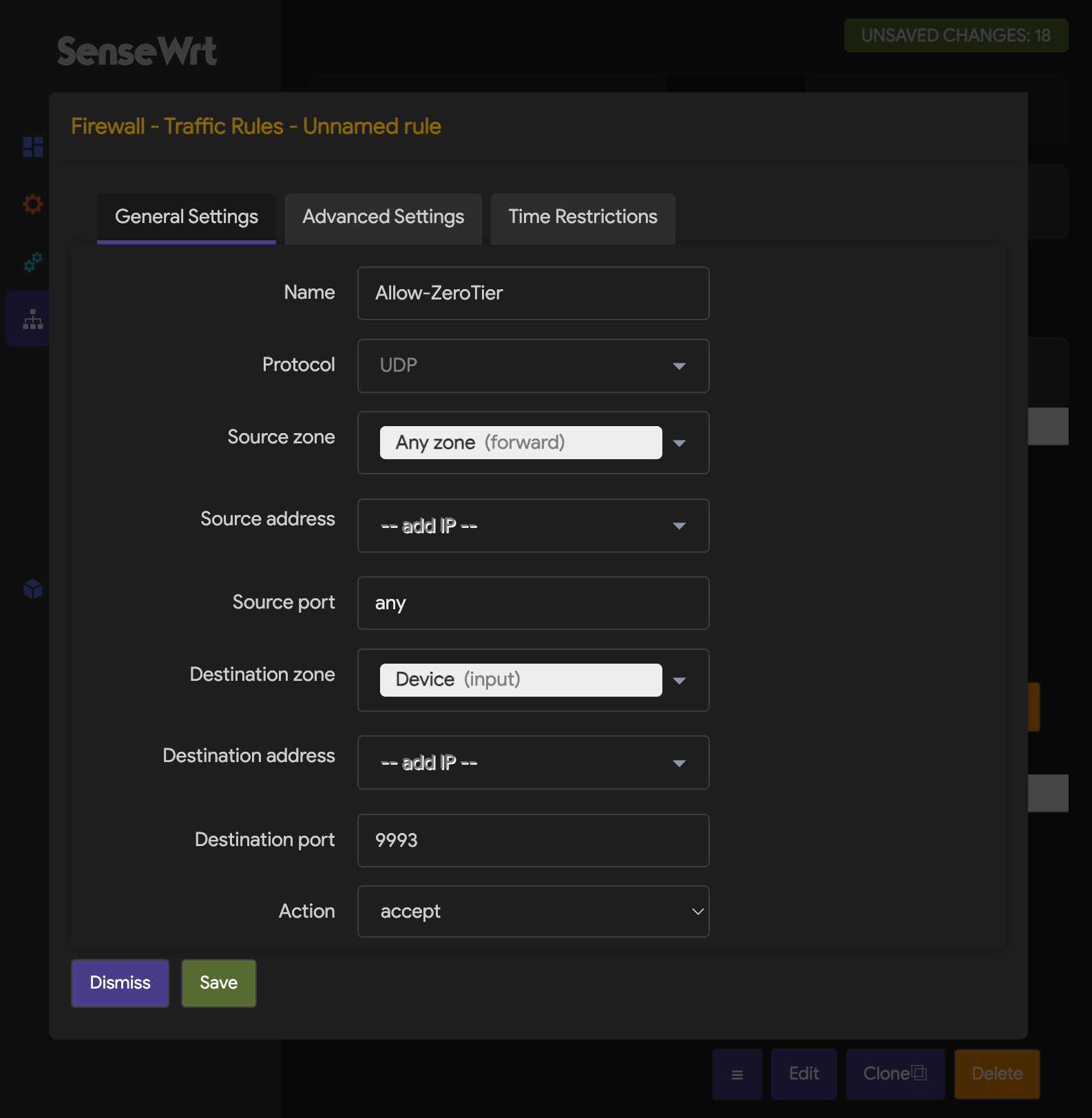 OpenWrt - ZeroTier Firewall Rule