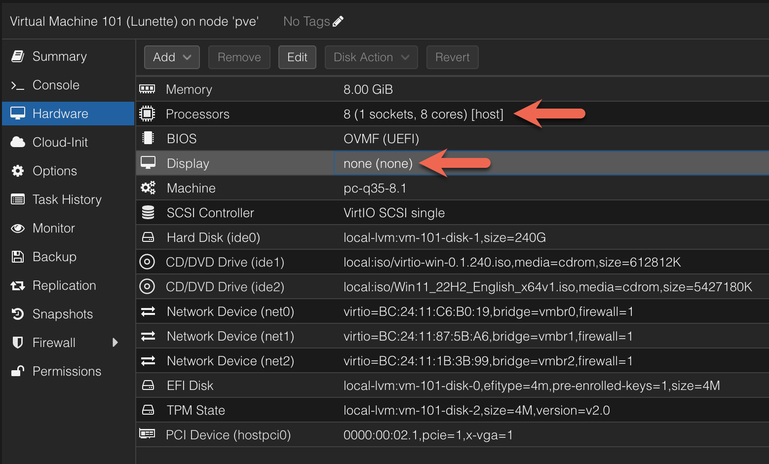 Proxmox - Windows 11, Display none