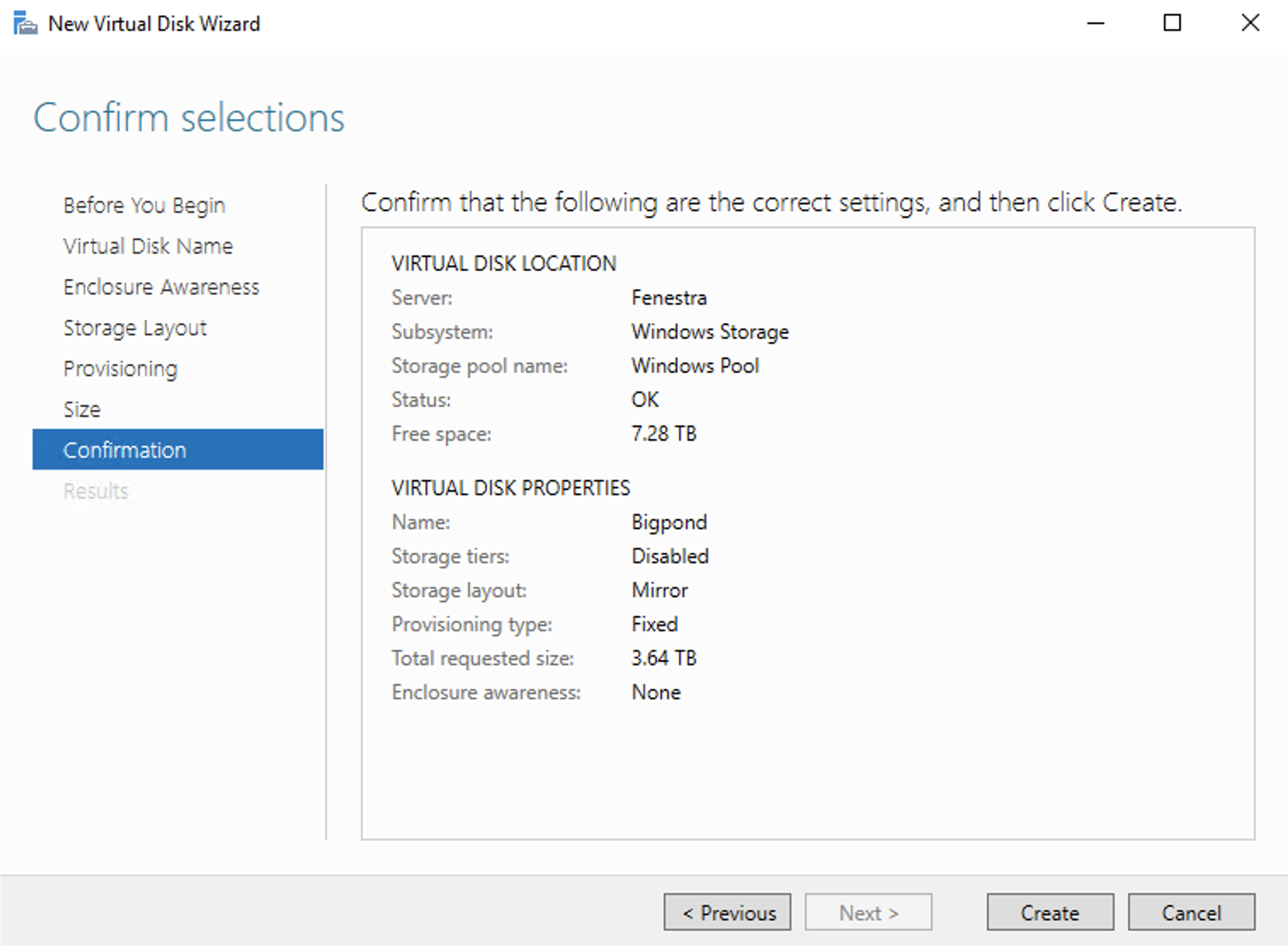 Storage Pool - Virtual Disk