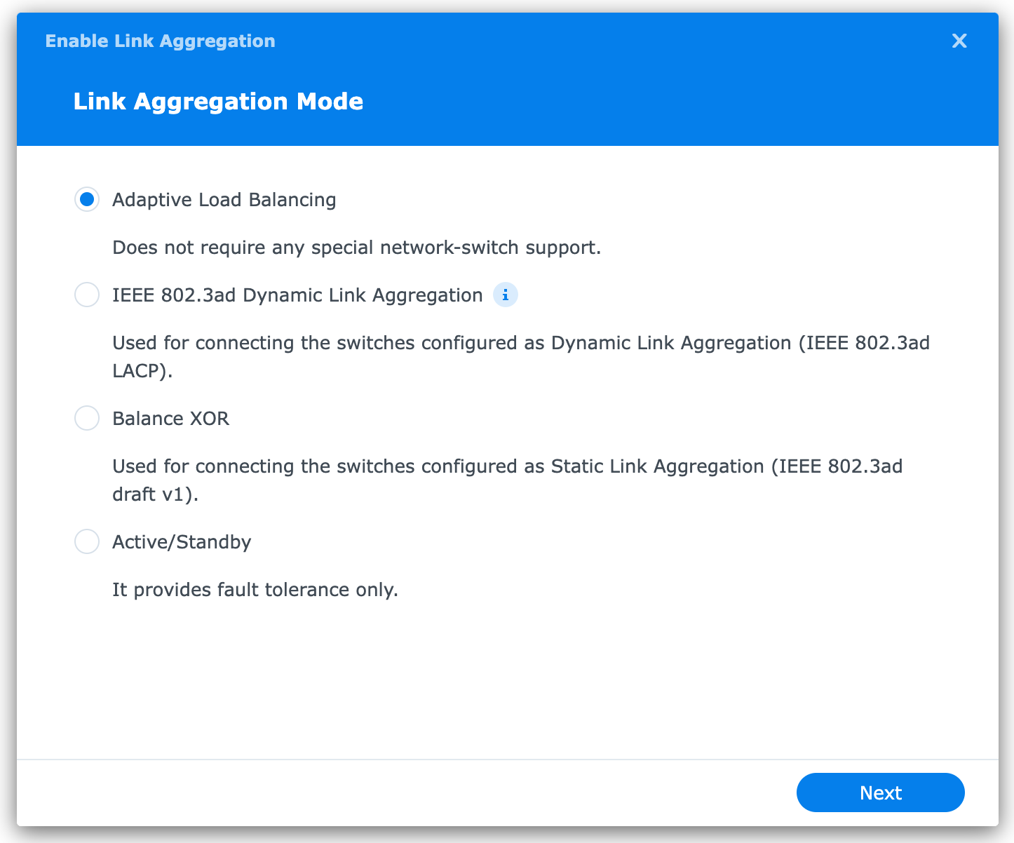 Synology - Network Link Aggregation Mode