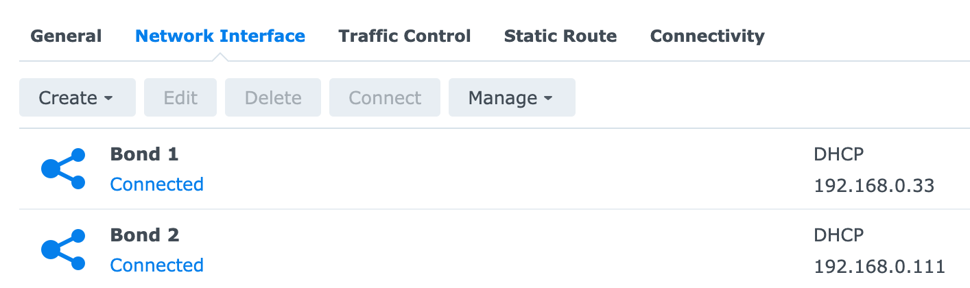 Synology - Network bonded