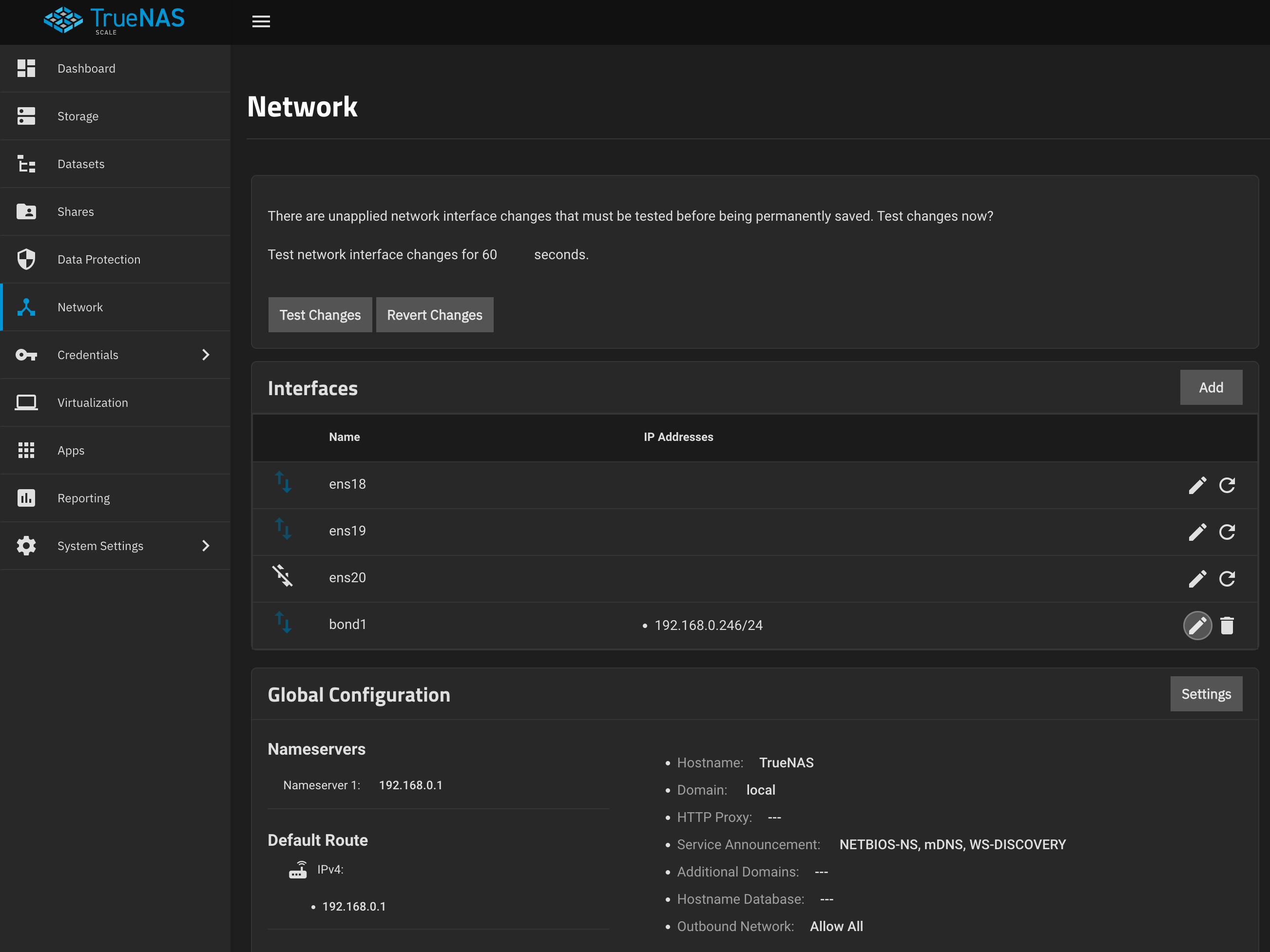 TrueNAS - Network