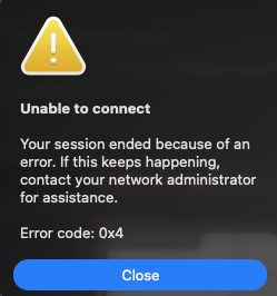 Windows App - Error 0x4